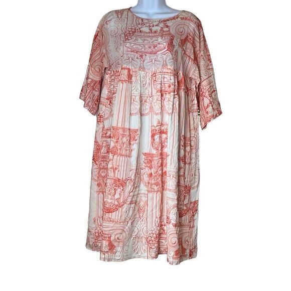 Mara Hoffman XXS Harrietta Babydoll Dress White Orange Print Oversized Cotton - Picture 1 of 12